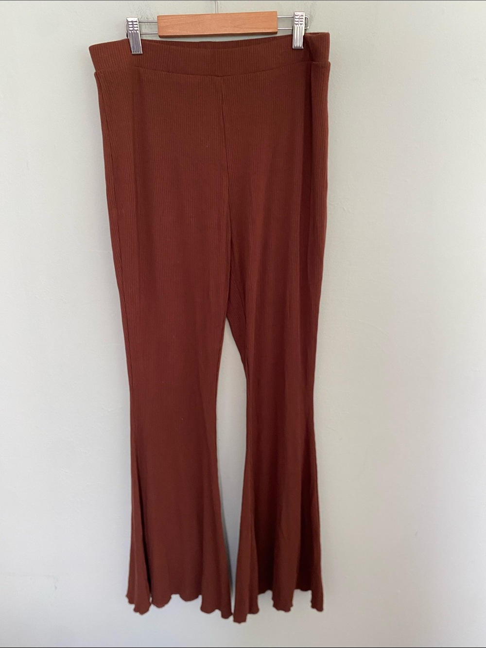 Intimately Free People Brown Ribbed Flare Pants High waisted size Large